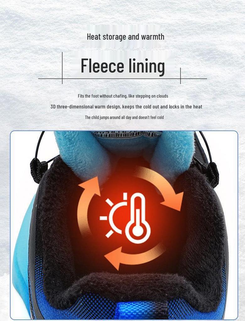 2025 Winter Boys' Waterproof Sports Shoes: Cotton-Leather, Velvet-Lined, Warm Running Shoes for Primary School