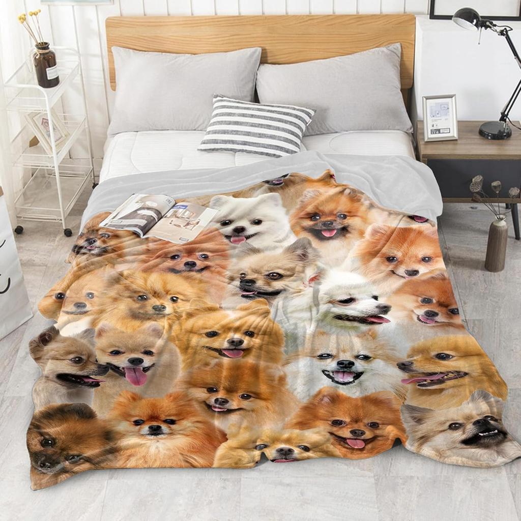 1PC Cute Dogs Pattern Throw Thin Blanket Gifts for Couch Bed Car Home Camping for Animals Kinds of Dogs Lovers All Season Use