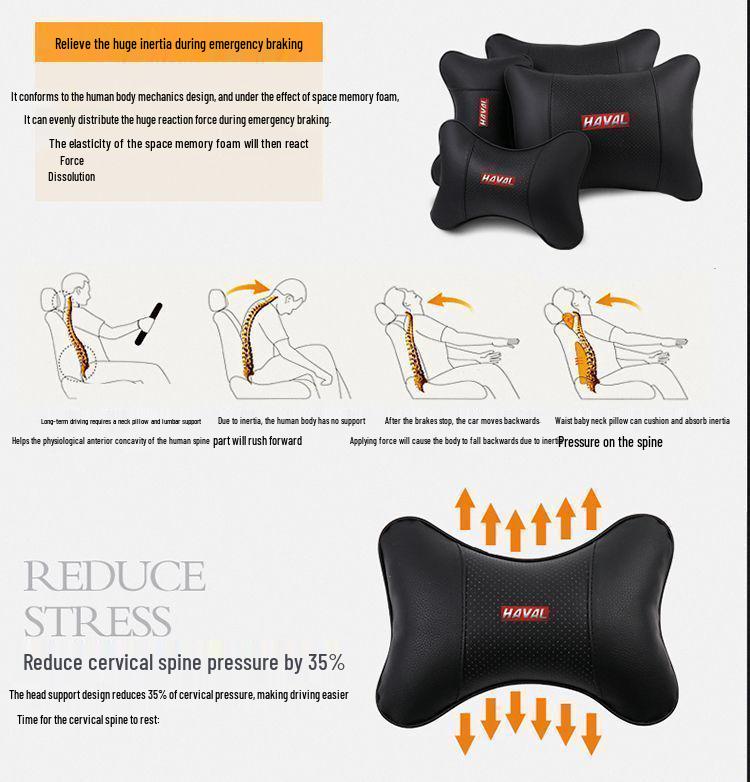 Haval Car Headrest & Lumbar Support Cushion: Fits H6, Big Dog, H9, Mythical Beast, M6, Red Hare, H6S, First Love Models.