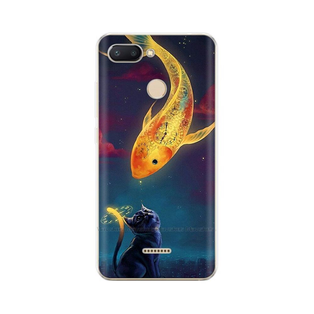 For Redmi 6 Phone Cover Transparent Silicone TPU Protective Cats Flower Print Covers Case For Xiaomi Redmi 6 6A Redmi6 Funda