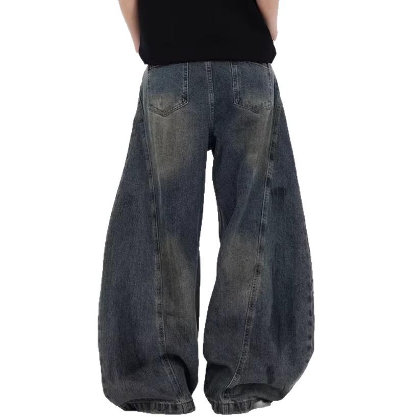 American Retro Washed Old Scimitar Jeans Men's and Women's Street Trendy Brand Ruffian Handsome Loose and Versatile Wide-leg Floor-mopping Pants