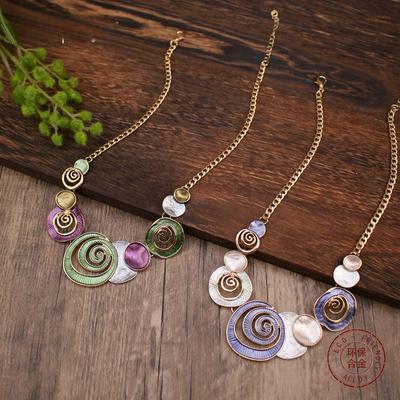 Color Painting Oil Hollow Conch Necklace, Versatile Women's High-end Conch Necklace