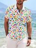 A New Summer Men'S Stylish Casual Short-Sleeve Shirt Featuring Trendy Colorful Polka Dot Prints, Perfect for Young Adults Looking for a Loose-Fitting