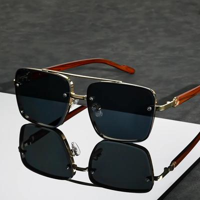 Óculos de Sol de Luxo com Lente Dupla Masculino UV400 Quadrados com Armação Grande Masculino Feminino Outdoor Casuais Moda Óculos para Dirigir