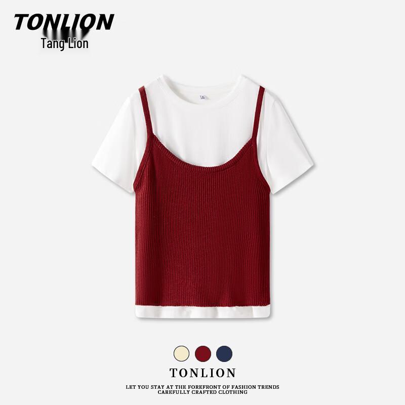 

TonLion Women s Contrast Design Two-Piece T-Shirt Set XL
