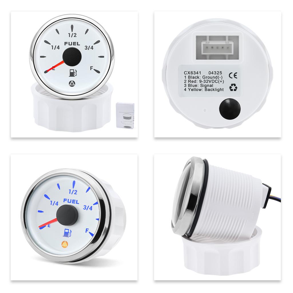 52MM Fuel Level Gauge 7 Colors Backlight Warning Light 0-190 240-33Ohm Fuel Tank Indicator For Car Marine RV Yacht Boat 9-32V