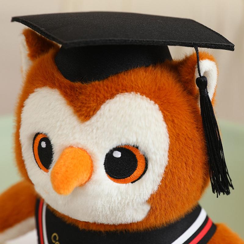23Cm Gown Ribbon Cartoon Owl Plush Toy Stuffed Graduation Bachelor Doctor Animal Mascot Souvenir Plushie Classmate Gift