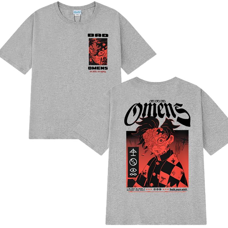 Gothic Bad Omens Démon oboustranný potisk tričko Pánské Dámské vintage Hip Hop streetwear Unisex 100% bavlna trička s krátkým rukávem