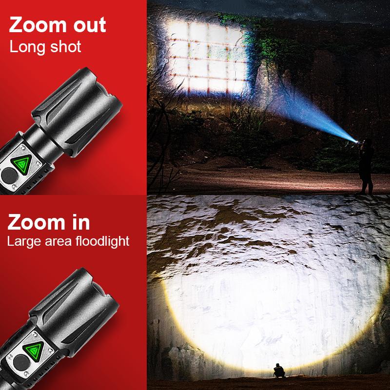 Powerful LED Flashlight Aluminum Alloy Portable Torch USB ReChargeable Outdoor Camping  Flash Light