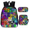Angry Geometry Dash Cartoon Print Children Backpack 3Pcs Set Boys Girls School Bags Large Capacity Bookbag Back To School Gifts