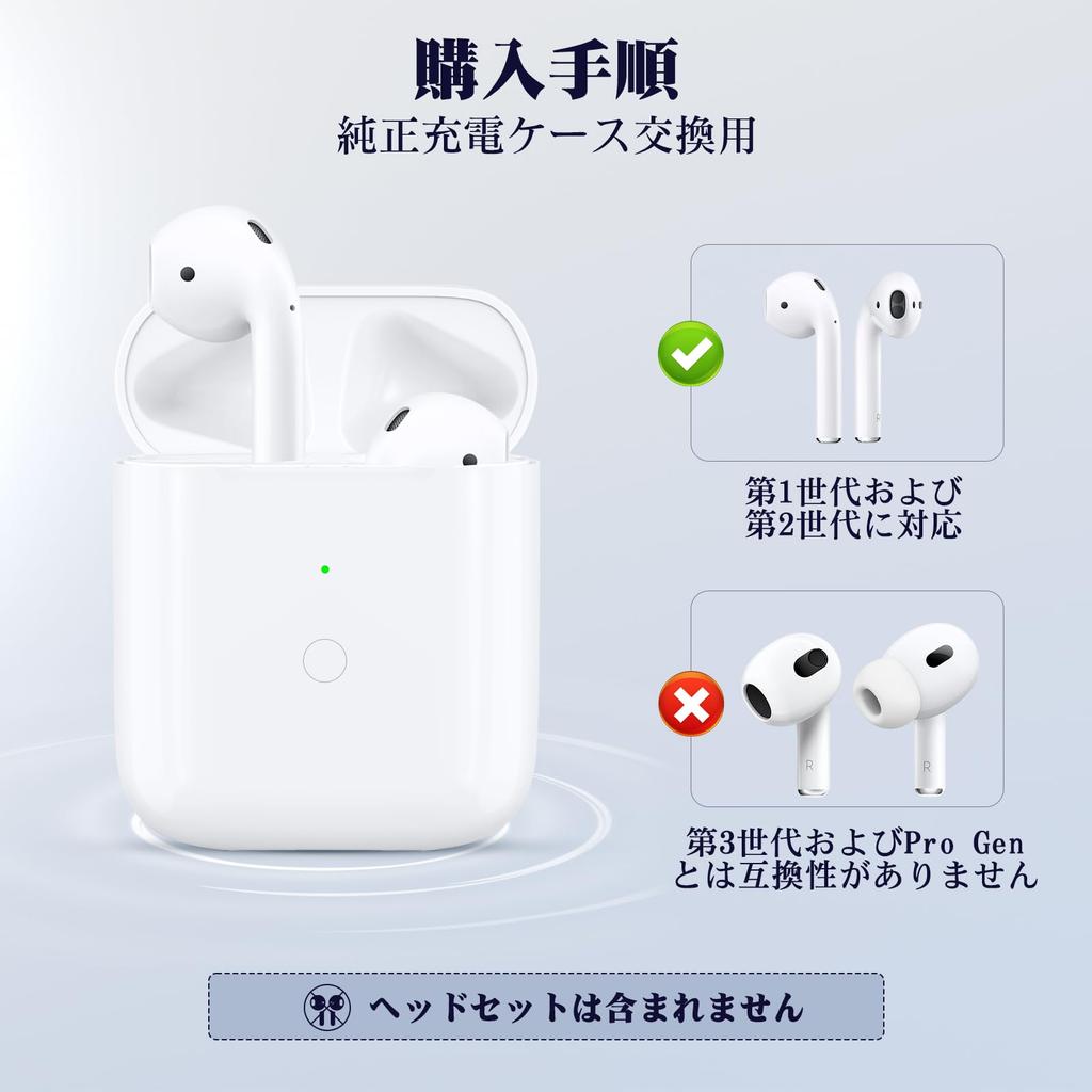Ersatz-Ladecase für kompatible Ladehalterungen der 1. und 2. Generation, lädt AirPods, beinhaltet Bluetooth-Kopplung und kabelloses Laden