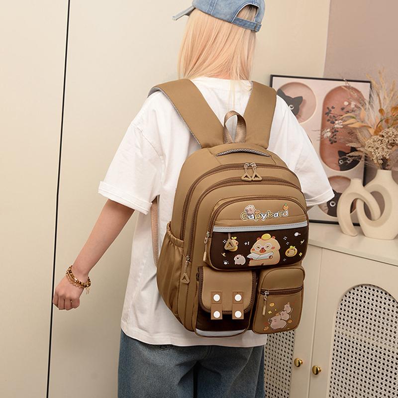 3 szt. Zestawy Kapibara Uczeń Trzyczęściowy Plecak Szkolny Pasek Odblaskowy Plecak Chłopcy i Dziewczęta Plecak Kreskówkowy Wypoczynkowy Kosmetyczka