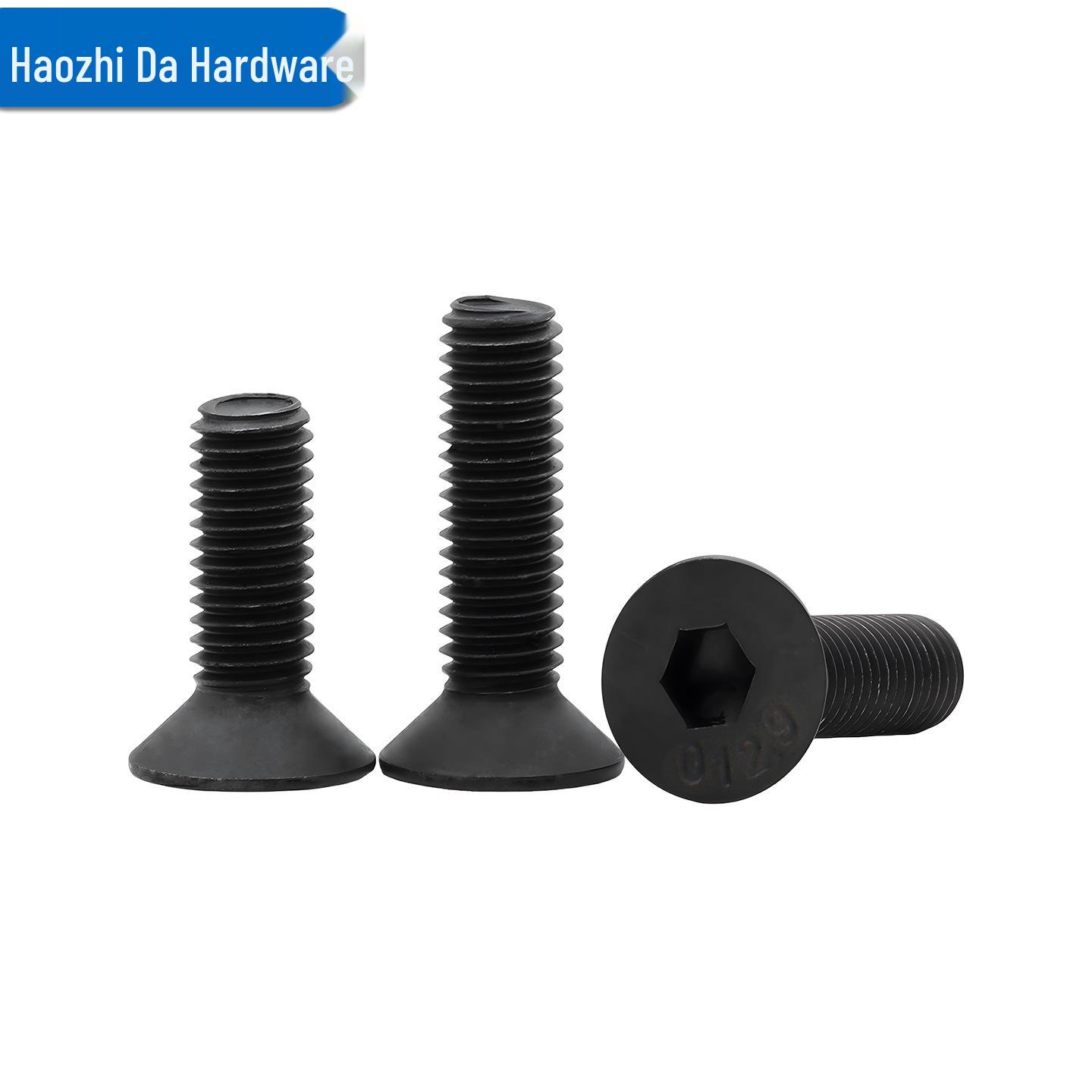 12.9 High-Strength Black Hex Socket Flat Head Screws/Bolts M1.6-M12 M6*70 (5 pieces)