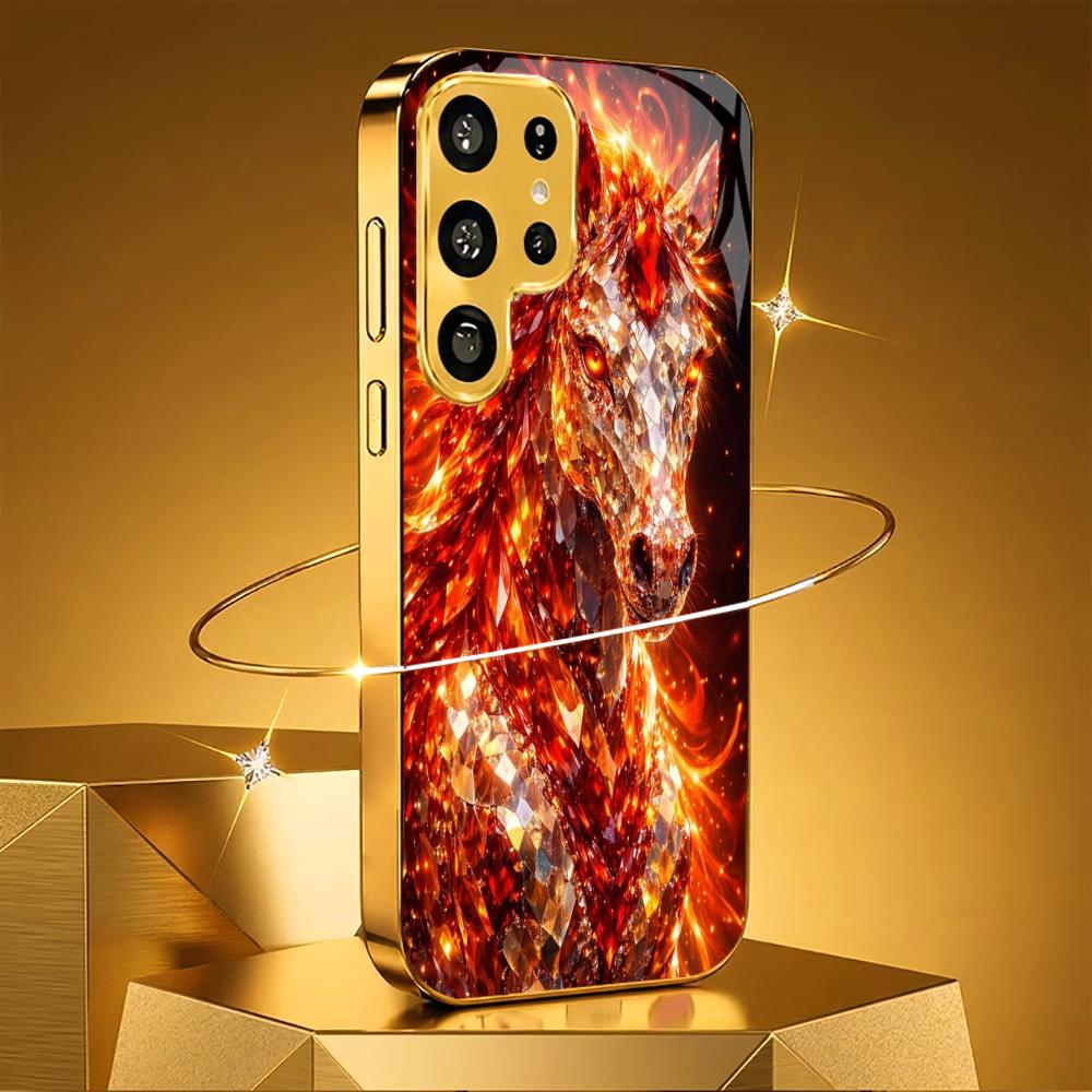 Warhorse New Model Luxurious PhoneCase Electroplated Glass PhoneCase for Samsung Galaxy S26 S25 S24 S23 S22 S21 FE,Ultra,Plus