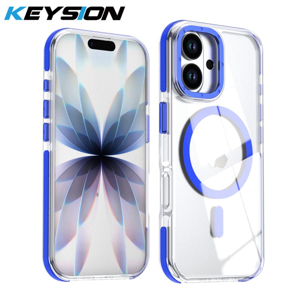 KEYSION HD Transparent Magnetic Case for MagSafe for iPhone 17 Pro Max Wireless Charging Shockproof Phone Cover for iPhone17 Air