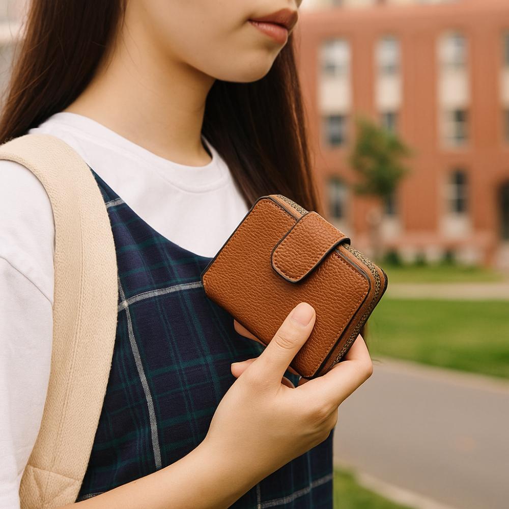 PU Leather Women's Wallet Solid Color Zipper Coin Purse Gift Mini Coin Pocket  Unisex