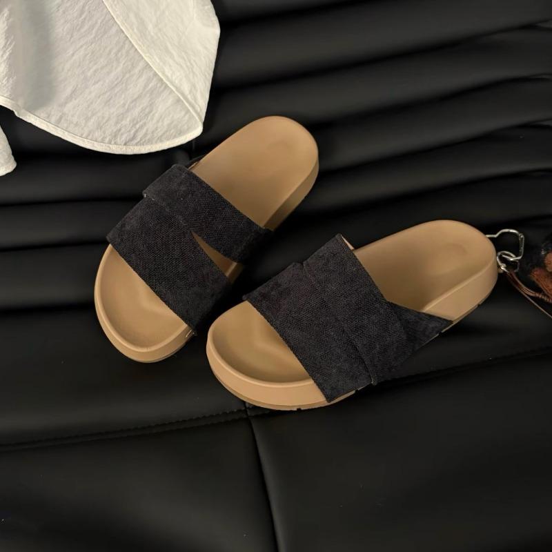 Simple and fashionable thick-bottomed one-word cool slippers women s spring new outer wear cross-strap one-pedal women s slippers 35