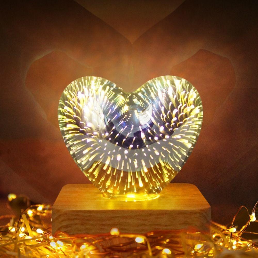 

Dimming 3D Fireworks Night Light Romantic Atmosphere Luminous Glass Ornament Valentine s Day