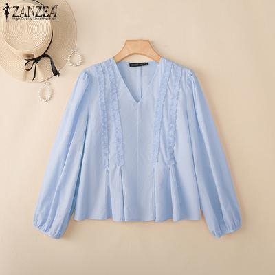 Women Casual V-Neck Loose Long Sleeve Blouse