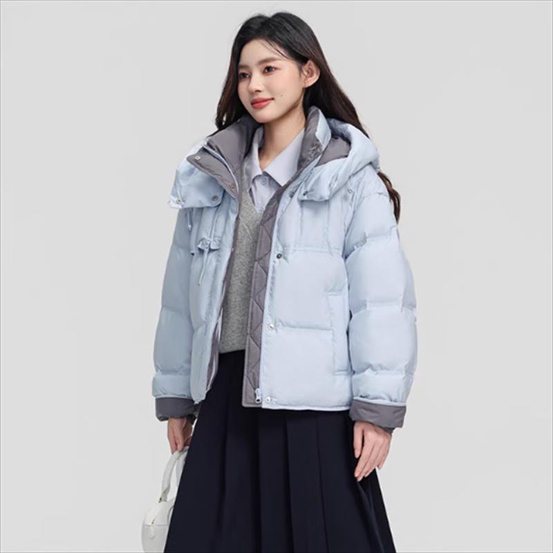 YAYA Women's Hooded Color-Block Down Jacket