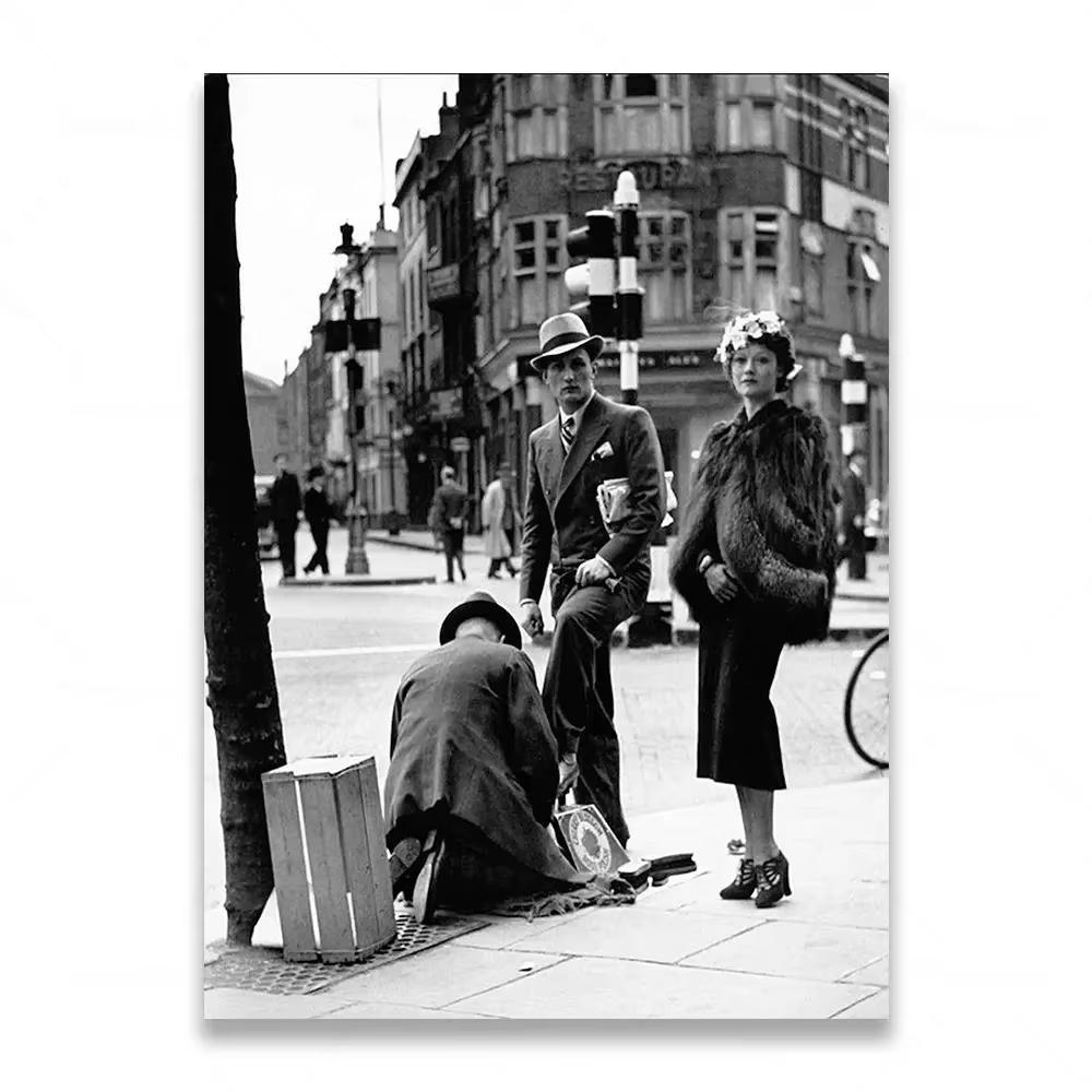 Fashion Black And White Vintage Photography Print Italy Paris Street Poster Wall Art Canvas Pictures Living Room Decor