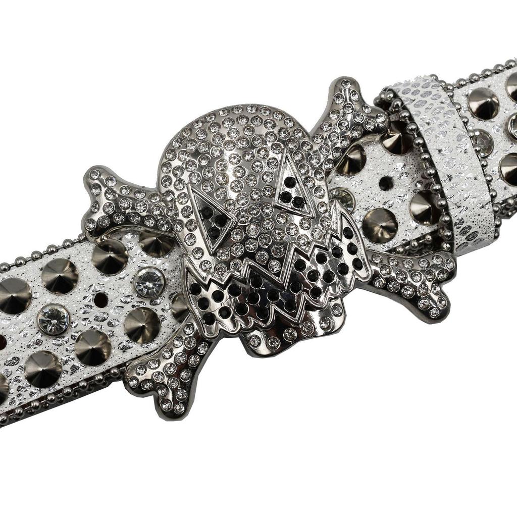 Unisex Y2K Crystal Rhinestone Skull Belt
