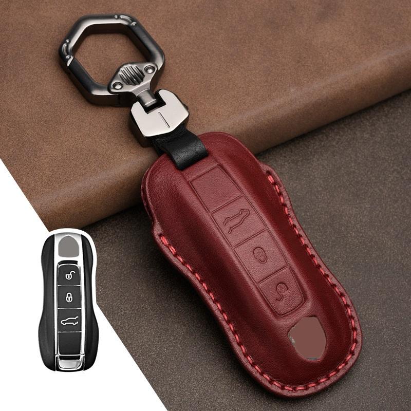 1Pcs Genuine Leather Car Remote Key Fob Case Key cover for Porsche Panamera 2017-2021 Cayenne 2018 2019 2020 2021