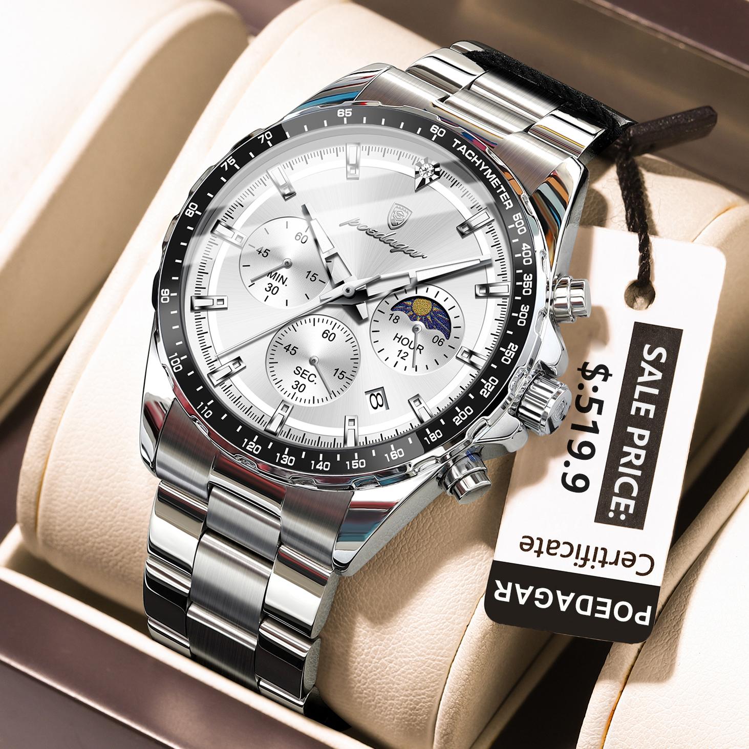 Men Watch Business Stainless Steel Brand Luxury Casual Waterproof Chronograph Male Quartz Watch for Men 879