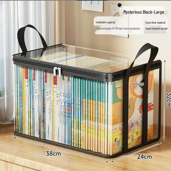 Clear Dustproof Book Storage Bag - Large Capacity Organizer for Students