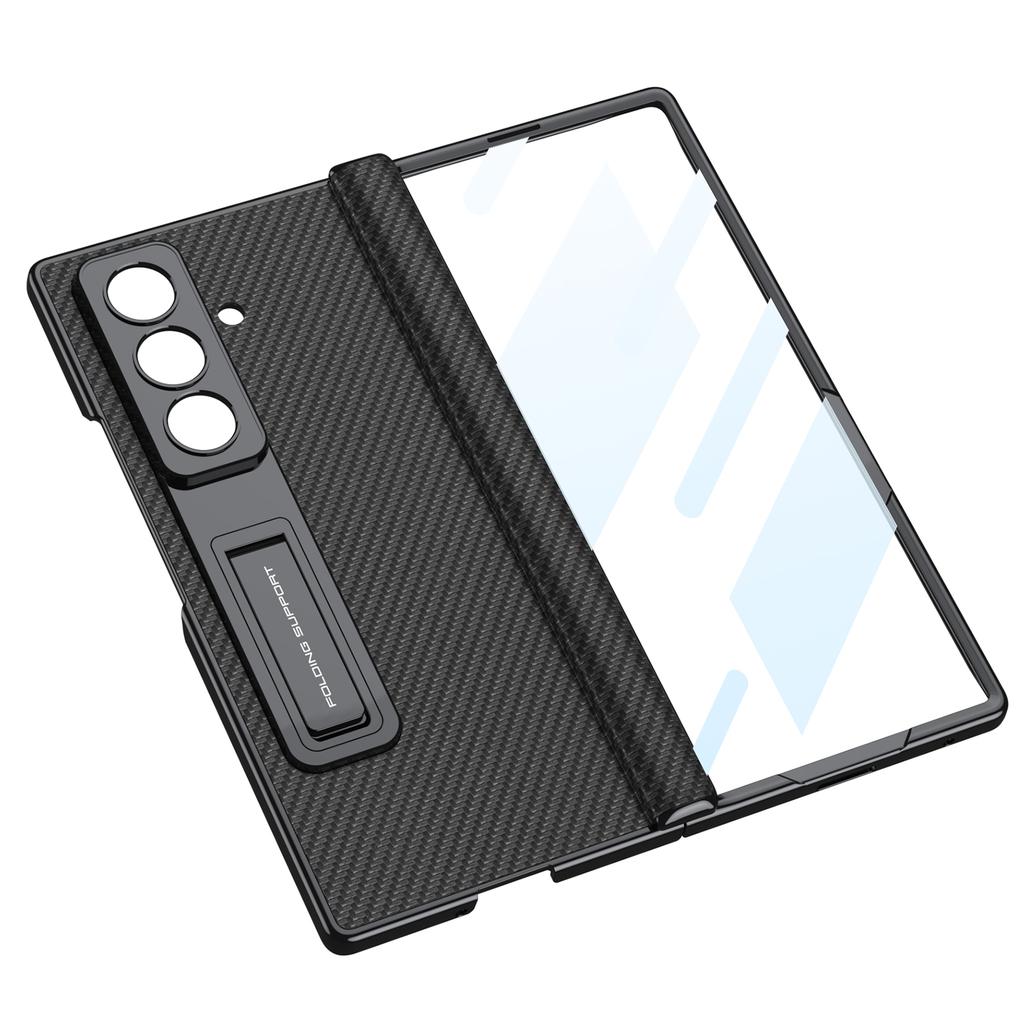 Custodia a Cerniera in Pelle Magnetica Per Samsung Galaxy Z Fold 7 6 Lusso Placcatura Supporto Copertura Vetro Schermo Anteriore Per Custodia Galaxy Z Fold7