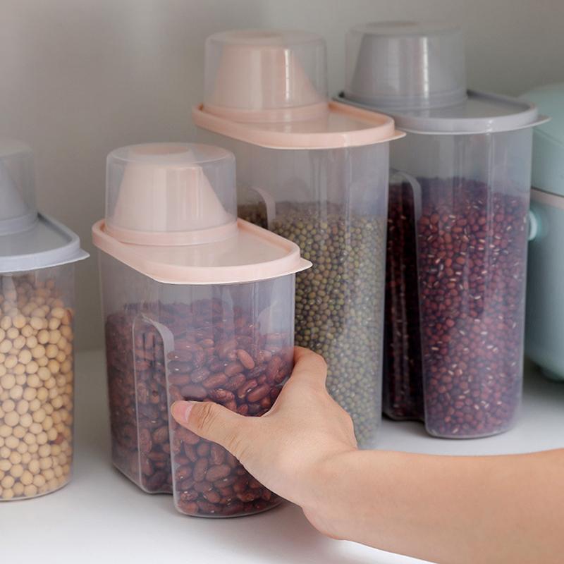 Hot Sale Grain Storage Container With Measuring Cup Food Storage Box Dry Goods Airtight Container Rice Bucket