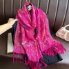 Winter Thick Warm Jacquard Scarf Outdoor Women Travel Retro Paisley Cashmere Tassel Shawl Neck Wrap Pashmina Muslim Hijab