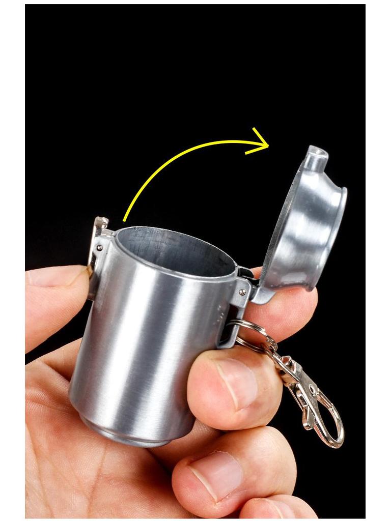 Stylish Metal Portable Ashtray & Cigarette Case with Pop-Top and Carabiner