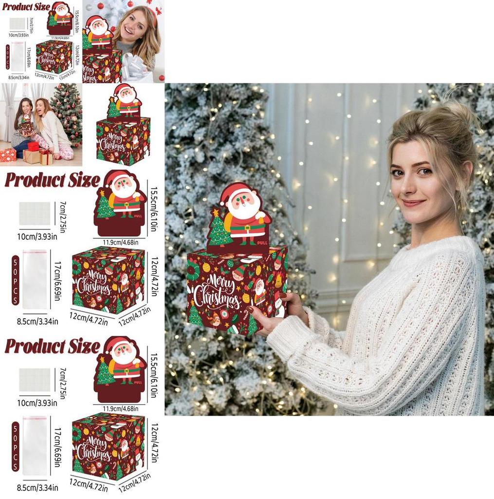 Christmas Tree Pattern Money Box Paper Gift Box For Holiday Party Decorations