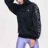Fila Sudadera con capucha holgada con estampado de letras de atletismo para mujer Negro A11W131242F-BK
