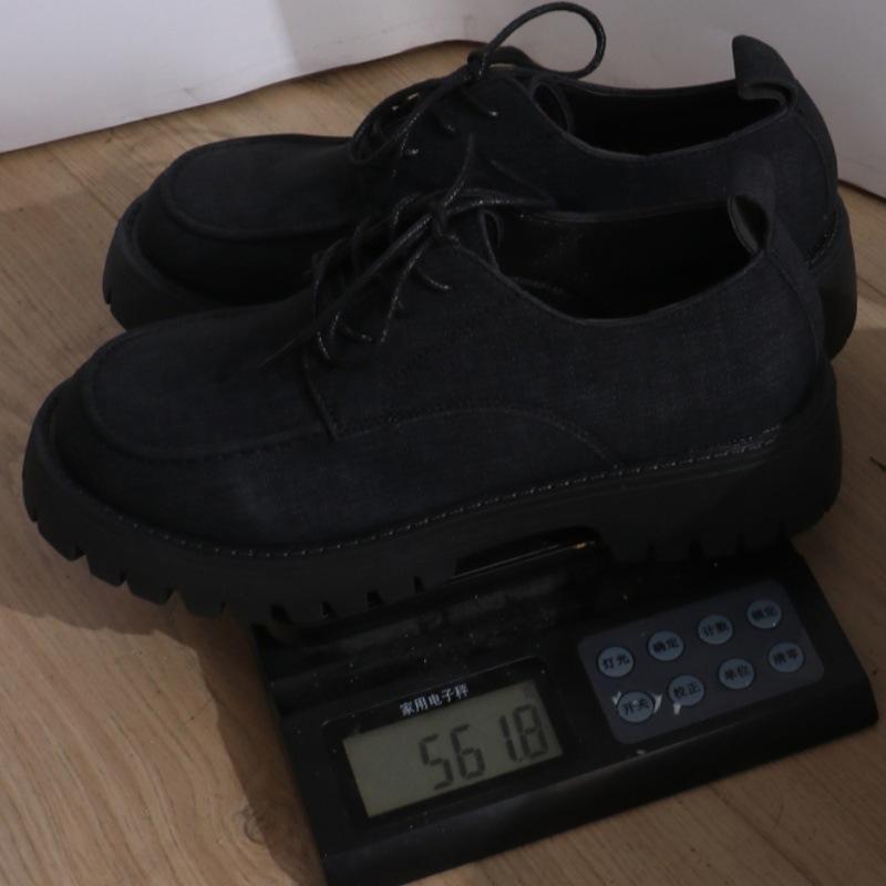 

Европейские и американские удобные маленькие кожаные туфли в британском стиле, большие размеры, лоферы на платформе, женские, весна и осень, новые, на толстом каблуке 43 чёрный