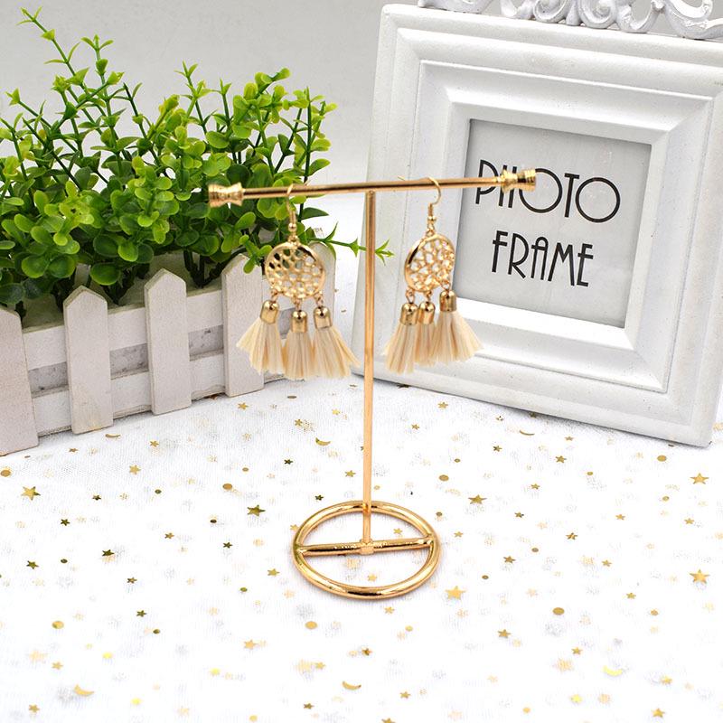 Japanese-Korean Retro Raffia Tassel Earrings: Fashionable, Versatile, Trendy & Simple
