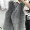 Autumn and winter new wool vest women's winter medium and long wool coat loose vest apricot gray