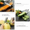 2 in 1 Stainless Steel Julienne Vegetable Peeler Multi-Functional Fruit & Veggie Shredder Slicer and Grater for Potatoes (Silver, 18 x 8.2 x 2.3 cm)