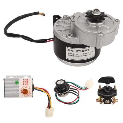 12V 250W Reduction Brush Motor with 12V 500W Knob Speed Controller Reversing Switch for Electric