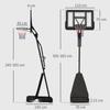 245-305cm Adjustable Basketball Hoop and Stand, with Wheels, Black