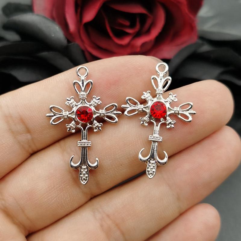 10pcs 22*33mm Ornate Gothic Cross Pendant Crystal Cross Pendant Designer Charms Fit Jewelry Making DIY Handmade Jewelry Findings