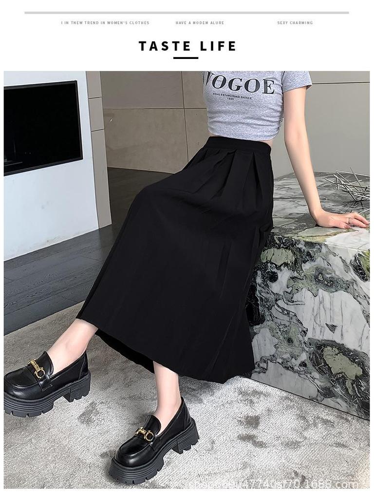 Gefalteter Midi-Rock für Damen - Hohe Taille, Ballett-Stil, A-Linie, Perfekt für den Herbst und Winter