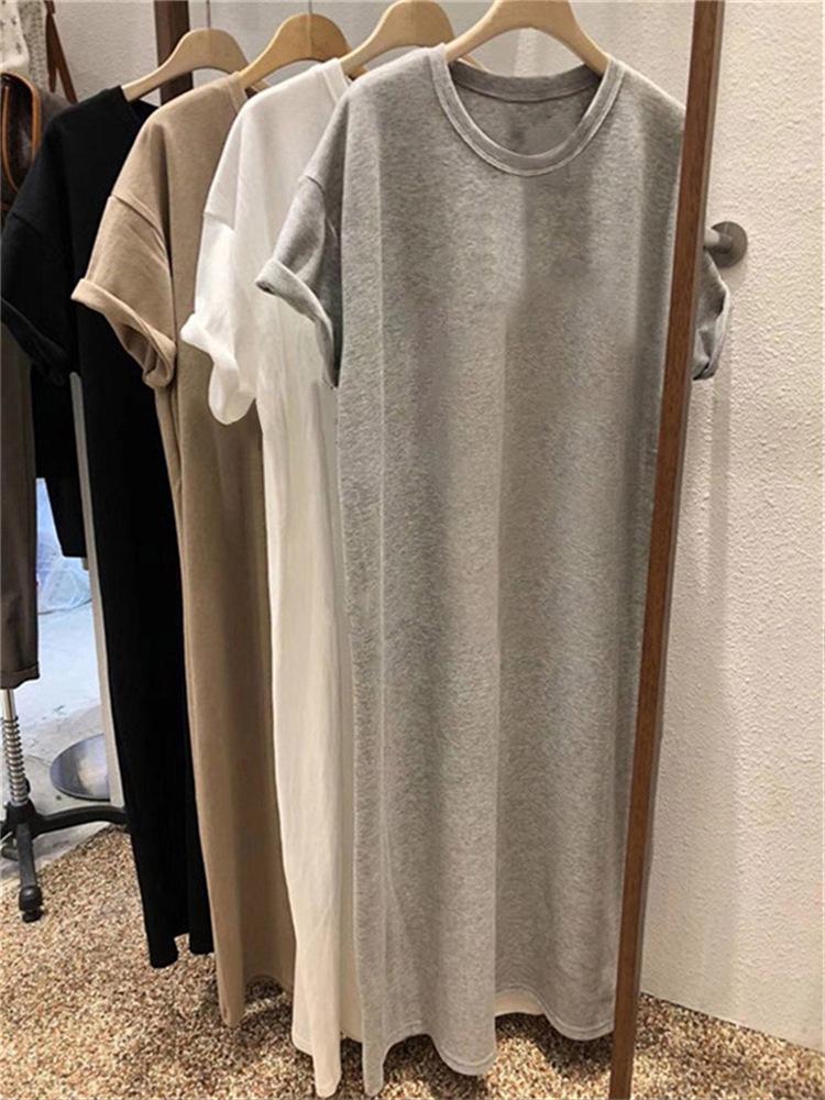 Robe d'été pour femme, style coréen, ample, mi-longue, au-dessus du genou, décontractée