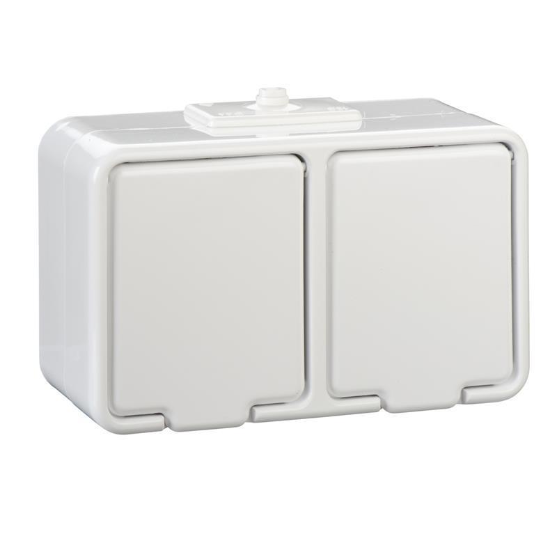 Schneider Cedar White - Double Socket IP44 Nt-230H