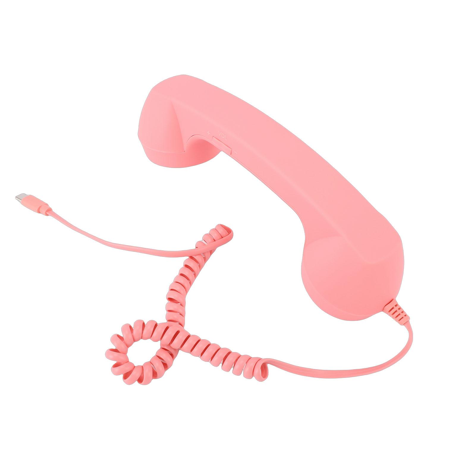 

Retro Phone Handset Type C Vintage Wired Plug in Handheld Cell Phone Receiver with Microphone for Video Conference Calls
