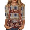 Women Casual Three Quarter Sleeve Oktoberfest Print Round Neck Top Fashion Loose Fit Lightweight Pullover Shirt for Autumn