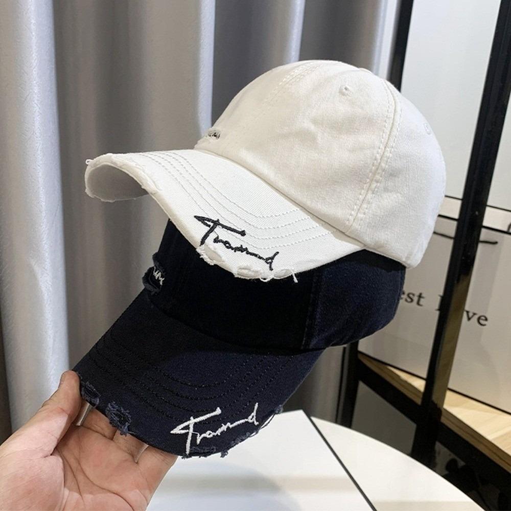 Letter Embroidery Sunscreen Cap Washed Cotton Trend Hat Versatile Embroidery Hat Unisex
