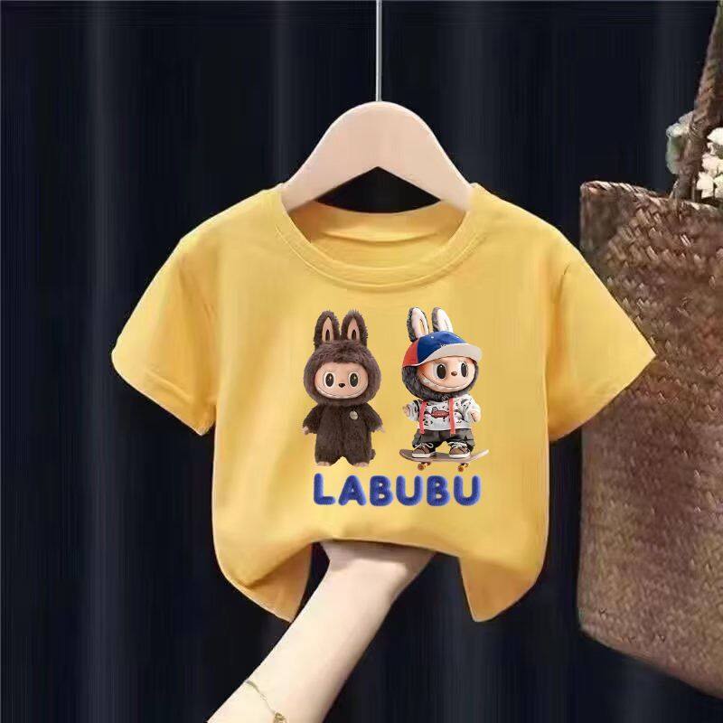 LABUBU Summer Fashion Cartoon Girl Short Sleeve Casual T-shirt Short Sleeve Outdoor Sports Children's Clothing