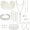 Fashion Multi - Layer Pearl Necklace Set , Rhinestone Statement Layered Choker , Light Jewelry for Women